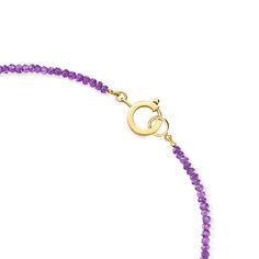 Ross-Simons - 50.00ct t. w. Amethyst Bead Necklace, 18kt Gold Over Sterling. 18". Beads are back and trending in a big way. Give your outfit a colorful kick with this cool and casual necklace, featuring 50.00 ct. t. w. rondelle faceted amethyst beads stationed by 18kt yellow gold over sterling silver spacers. Springring clasp, amethyst bead necklace. Amethyst birthstones are the perfect gift for February birthdays. Elegant Amethyst Rondelle Necklaces, Elegant Amethyst Rondelle Necklace, Yellow Gold Briolette Necklaces With Faceted Beads, Yellow Gold Faceted Rondelle Necklaces, Yellow Gold Briolette Necklace With Faceted Beads, Yellow Gold Faceted Rondelle Necklace, Faceted Rondelle Yellow Gold Necklaces, Yellow Gold Faceted Round Beads Necklace, Yellow Gold Amethyst Gemstone Beads Jewelry