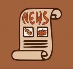 the news paper has been placed on top of a brown background with leaves and acorns