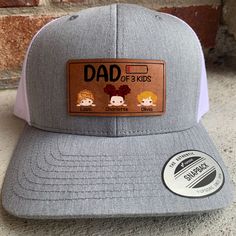 Patch Hats, Custom Patch, Father's Day Gifts, Custom Patches, 3 Kids, Gifts Birthday, Personalized Leather, Hat Making, Leather Patches