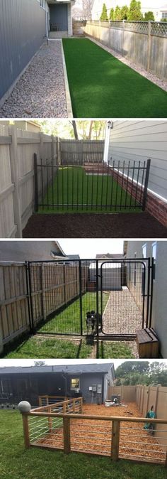 the backyard is clean and ready to be used as an outdoor space for dogs or cats