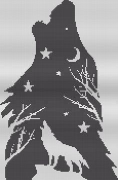 the silhouette of a bear with stars and moon on it's back is shown