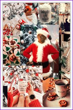 christmas collage with santa clause and cookies