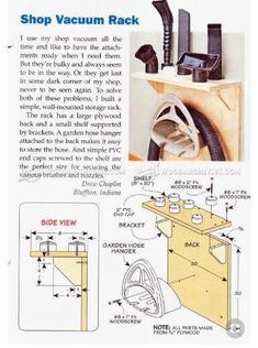 an instruction manual for how to use a shop vacuum rack