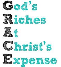 the words god's riches at christ's expense are drawn in chalk