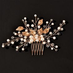 Bridal Wedding Hair Pins Combs Clips can make you more charming and define your unique beauty  Tips:For safe, please do not touch eyes.  1 PCS Bridal Wedding Hair Pins Combs Clips  Specification:  Material:Premium Alloy&Rhinestones&pear  Package:1 PCS Bridal Wedding Hair Pins Combs Clips  Size:As the pictures showed.  Color: As the pictures showed.  Note:  Manual measurement, please allow slight errors on size.  The colors may exist slight difference due to different screens. Color: Multicolor. Bridal Barrette, Gold Wedding Hair Accessories, Wedding Hair Pins Crystal, Gold Leaf Headband, Gold Hair Accessories Wedding, Flower Wedding Hair, Gold Bridal Hair Comb, Bridal Hair Combs Pearl, Pearl Hair Combs