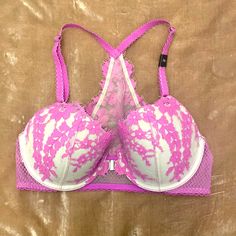 Brand New Victorias Secret Dream Angels Lined Demi Bra Brand New With Tags! Partially Lined Pink Bra For Spring, Spring Pink Bra With Lined Body, Spring Pink Lined Bra, Pink Lined Spring Bra, Victoria's Secret Purple Bra For Spring, Victoria's Secret Fitted Lace Bra, Victoria's Secret Purple Underwire Bra, Spring Purple Lace Bra, Victoria's Secret Spring Bra With Lace Trim