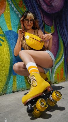 Evelyn shows off her Pineapple Skates and Fun Bag Roller Skating Photoshoot, 70s Roller Skate, Skating Photoshoot, Custom Skates, Skate Accessories, Skater Gifts, Kids Skates