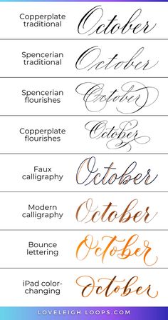 the different types of calligraphy and lettering