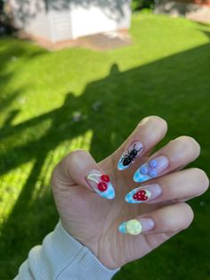 picnic nails #bugs #bugart #picnicnails #fruitnails Picnic Nails, Bug Art, Summer Picnic, Almond Nails, Ants, Summer Nails, Picnic Blanket, Bugs, Nail Designs