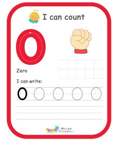 the letter o is for i can count worksheet with an image of a hand and