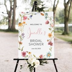 a welcome sign for the bride and groom