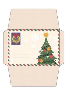 an envelope with a christmas tree on it