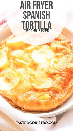 Air Fryer Spanish tortilla on a white plate Tortilla In Air Fryer, Tapas Lunch, Spanish Tortilla, Cooked Potatoes, Leftover Potatoes, Air Fryer Dinner Recipes, Air Fryer Recipes Easy, Delicious Dinner Recipes, Fryer Recipes