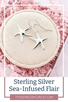 Dive into coastal elegance with our Sterling Silver Starfish Drop Earrings! 🌊✨ Meticulously crafted, these earrings capture the intricate beauty of the sea star in stunning sterling silver. The delicate design and polished finish make them perfect for both everyday wear and special occasions. Add a touch of beach-inspired glamour to your style and let these starfish earrings be your go-to accessory for a sea-infused flair. 🐚💫 #StarfishEarrings #CoastalJewelry #SterlingSilverDrops Snowflake Jewelry, Earring Styles, Ocean Inspired Jewelry, Starfish Earrings, Hammered Earrings, Summer Earrings, Handmade Fine Jewelry, Gold And Silver Rings, Shell Jewelry