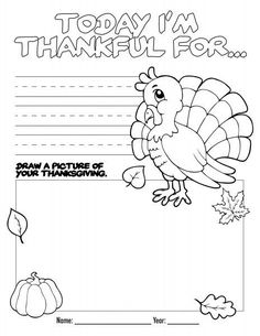 a thanksgiving coloring page with a turkey on it