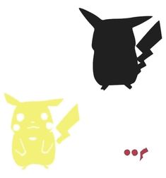 the silhouettes of pokemon and pikachu are shown in black, yellow, and red