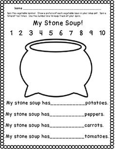 a worksheet to teach kids how to use the stone soup for reading and writing