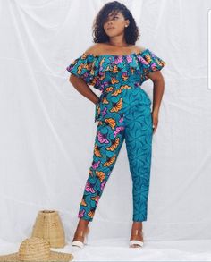 Off shoulder Ankara Jumpsuit Traditional African Clothing, 2piece Outfits, African Fashion Skirts, African Fashion Traditional