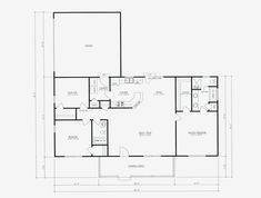 the floor plan for a two bedroom, one bath house with an attached kitchen and living room