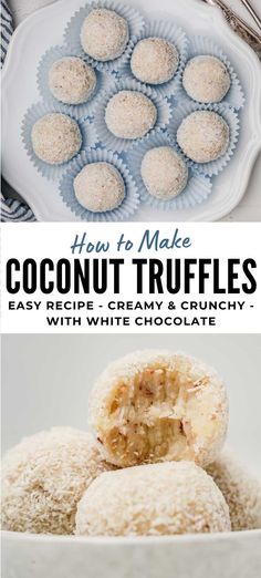 how to make coconut truffles easy recipe, creamy and crunchy with white chocolate