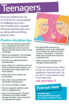 It is normal behaviour for teenagers to start challenging their parents, but can be difficult to deal with. Here are some positive discipline tips to help you cope with conflict. Have a look at the complete NSPCC guide here: http://www.nspcc.org.uk/help-and-advice/for-parents-and-carers/guides-for-parents/better-behaviour/better-behaviour_wda90710.html Discipline Tips, Parenting Preteens, Parenting Goals, Parenting Teenagers, Parenting Classes, Parenting Help, Smart Parenting, Parenting Ideas, Parenting 101