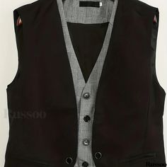 Russoo - Mens Casual Retro Style Solid Color V-Neck Slim Fit Cotton Blend Waistcoat: A Sophisticated Addition to Your Spring-Fall Dinner Suit Ensemble Black V-neck Vest For Business, Dinner Suit, Mens Suit Vest, Fall Dinner, Vests Mens, Suit Vest, Men's Casual, Spring And Fall, Retro Style