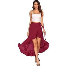 This High Low Skirt Is New With Tags. This Skirt Is Made By Meaneor And Is Wine Red. This Skirt Is A Wrap Skirt With A Tie High Waist And Has Ruffles. This Skirt Is A Sarong And Is A Perfect Swimsuit Coverup. This Skirt Is A Size Medium And Is 100% Rayon. Red Summer Beach Maxi Skirt, Red Maxi Skirt For Summer Beach, Red Maxi Skirt For Summer Beach Outing, Red Summer Maxi Skirt For Day Out, Red Maxi Skirt For Summer Day Out, Red Summer Beach Skirt, Fitted Red Maxi Skirt For Summer, Red Long Skirt For Vacation, Summer Flowy Red Maxi Skirt