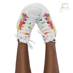 Stand out & make a statement with these Women’s High Top Canvas Shoes 🔥 WHY YOU’LL LOVE IT: ✓ 100% polyester canvas upper side ✓ Ethylene-vinyl acetate (EVA) rubber outsole ✓ Breathable lining, soft insole ✓ Faux leather top cap ✓ Padded collar, lace-up front ✓ Printed, cut, and handmade to order Made from premium materials, these durable and breathable Women’s High Top Canvas Shoes are stylish and the ideal piece for completing an outfit. Art & Design Copyright ©2024 Art By Jen Duran, All righ Waterproof Painted Sneakers For Spring Streetwear, Waterproof Paint Sneakers For Spring Streetwear, Summer Sporty Canvas High-top Sneakers, Sporty Summer Canvas High-top Sneakers, Sporty Summer High-top Canvas Sneakers, Sporty High-top Canvas Sneakers For Summer, Summer Lace-up Canvas High-top Sneakers, White Custom Sneakers For Summer Streetwear, Custom High-top Sneakers With Abzorb Midsole For Spring