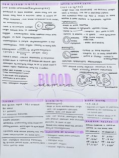 a piece of paper with writing on it that says blood and two symbols in purple ink