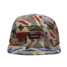 Unique jacquard 5 panel camper hat Adjustable strapback for a custom fit Large (58cm, 7 1/4) Polyester/cotton blend