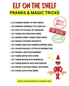 the elf on the shelf pranks and magic tricks for kids to do with their elves