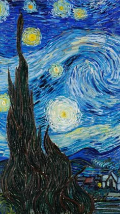 the starry night painting is shown in this image