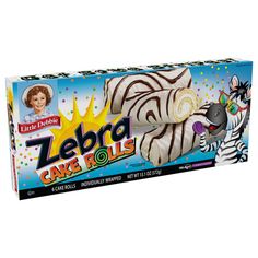 zebra cake rolls in a box on a white background