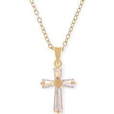 The Anna-Kaci Women's Gold Tone Cross Pendant Necklace with Crystal Accents is a stunning piece that combines timeless elegance with modern style. The beautifully crafted cross pendant is adorned with sparkling crystal accents, adding a touch of shimmer and sophistication to this classic design. Set on a delicate gold-tone chain, this necklace is perfect for both everyday wear and special occasions. Whether worn as a symbol of faith or simply as a stylish accessory, this cross pendant necklace b Elegant Cross Necklace With Adjustable Chain, Elegant Crystal Cross Necklace, Crystal Cross Necklace With Adjustable Chain, Gold Cross Necklace With Nickel-free Cross Pendant, 14k Gold Tarnish-resistant Cross Pendant Necklace, Elegant 14k Gold-filled Cross Pendant Necklace, Tarnish-resistant Yellow Gold Cross Pendant, Gold-tone Cross Pendant Jewelry Gift, Butterfly Pendant Necklace