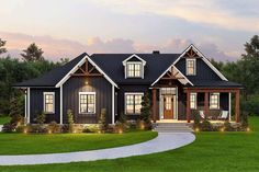 this is an artist's rendering of the front elevation of these craftsman - style home plans