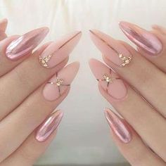 Kylie Jenner Nails, Metallic Nail Art, Solid Color Nails, Nail Effects, Unicorn Nails, Easy Nails, Colorful Nails, Smink Inspiration, Rose Gold Nails