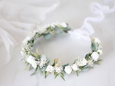 This beautiful flower crown is a lovely accessory, perfect for a party, or wedding. Our stunning faux flowers look like the real. Head circumference: one size fits all (adjustable) / fits adults and older children If the crown should fit the baby, after buying please give head circumference Estimated delivery time (exact delivery time depends on the delivery address) Europe (EU countries): 3-9 working days US, Canada: 5 - 14 days Switzerland: 14-21 day Eucalyptus Flower Crown, White Flower Crown Wedding, Wedding Floral Crown, Ballet Headpieces, Eucalyptus Flower, Flower Girl Headpiece, White Flower Crown, Floral Crown Wedding, Crown Wedding