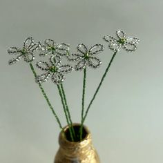 Pink Glass Flowers With Stems Wire Flower Decoration Beaded - Etsy Flowers With Stems, Millinery Flowers, French Beaded Flowers, Wire Flowers, Wire Jewelry Designs, Flowers Handmade, Wire Sculpture, Artificial Flower Arrangements, Glass Flowers