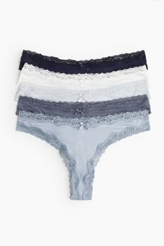 Briefs with lace-trimmed edges. Low  V-cut waist  high-cut back  and lined gusset. Best Womens Panties, Matching Undergarment Sets, Cute Undergarment Sets, Coquette Bras, Cute Bra And Under Set, Bra And Under Set, Vs Undies, Women Boxer Briefs, 2025 Wishlist