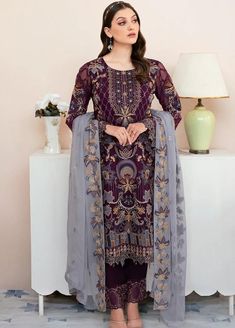 Branded Clothes, Formal Wear Women, Chiffon Sleeves, Organza Sleeves, Dress Luxury, Formal Wear Dresses, Chiffon Collection, Embroidered Chiffon, Brand Clothes