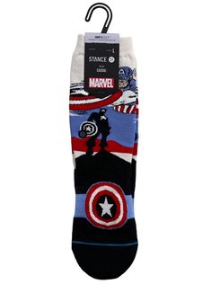 Marvel Comics CAPTAIN AMERICA Stance Kid's Casual Crew Height Size Large Marvel Comics Captain America Stance Kid's Casual Crew Height Socks from 2021. Size Large. Inspired by Marvel's Captain America. 38% combed cotton, 20% Polyester, 36% Nylon, and 6% Elastane. Crew height... heroic the way you see fit. Comes to you brand new. Check out our other auctions for more rare Marvel items and collectibles! FEATURES: Youth Size Large (3-5.5) Combed Cotton Blend Light Cushion InfiKnit Durability Technology Infiknit specifically targets high-friction areas for an all-new super tough standard in durability. By adding some serious muscle to both the heel and toes, Infiknit guarantees a longer, stronger lifespan than your typical sock construction. We like to ship USPS Priority Mail. If you have won Casual White Knitted Socks, Casual Cotton Socks One Size, Captain America Shoes, Blue Casual Knitted Socks, Captain America Socks, Captain America Sweatshirt, Marvel Items, Mens Star Wars Socks, Superhero Fan Merchandise Cotton T-shirt