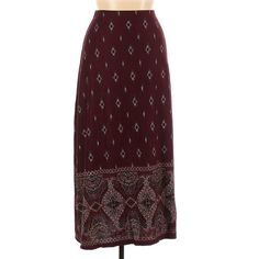 Nwt Maxi Skirt From Dressbarn 1x 96% Polyester 4% Spandex 37" Length, 38" Waist New With Tags Very Boho Maroon, Burgundy Maroon Skirt Outfit, Maxi Skirt Fall, Batik Skirt, Broomstick Skirt, Maroon Skirt, Womens Long Skirt, Striped Maxi Skirts, Womens Maxi Skirts, Floral Midi Skirt