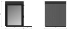 an image of a door with measurements for the front and side doors on each side