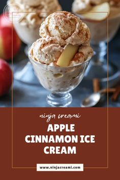 an apple cinnamon ice cream in a glass bowl