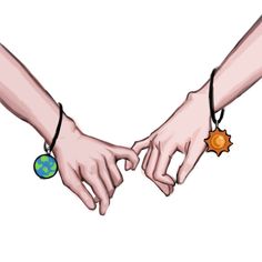 two hands are holding each other with the earth in their middle and one hand has a star on it