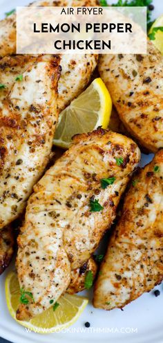 grilled lemon pepper chicken on a white plate