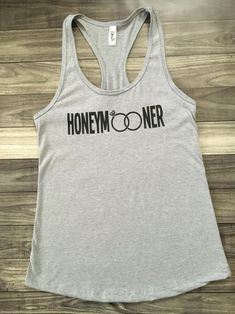 a women's tank top with the word honeymooner printed in black on it