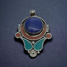 Tibetan Nepal Jewelry Ethnic Handmade Turquoise Coral Lapis Nice Brass Pendant | eBay Traditional Blue Inlay Necklaces, Traditional Blue Necklaces With Inlay, Traditional Blue Necklace With Inlay, Traditional Blue Inlay Jewelry, Traditional Blue Jewelry With Inlay, Blue Bohemian Jewelry With Inlay, Artisan Blue Jewelry With Fair Trade, Nepal Jewelry, Tibetan Culture