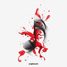 a music note with red paint on it