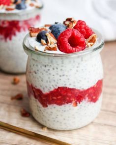 yogurt parfait with berries and walnuts